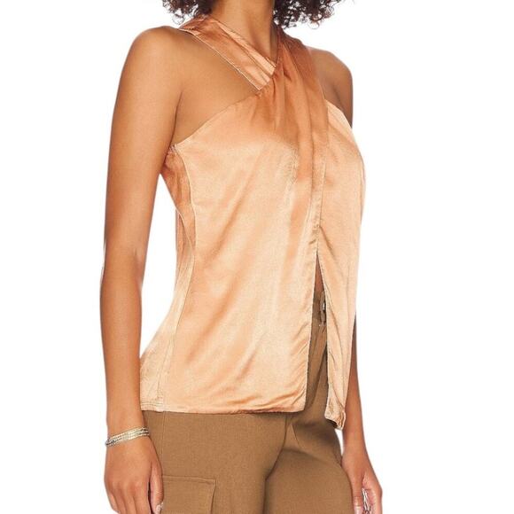 Revolve Lanston Cross Front Halter Top Honey Size XS New With Tag Key Hole Back - Picture 3 of 14